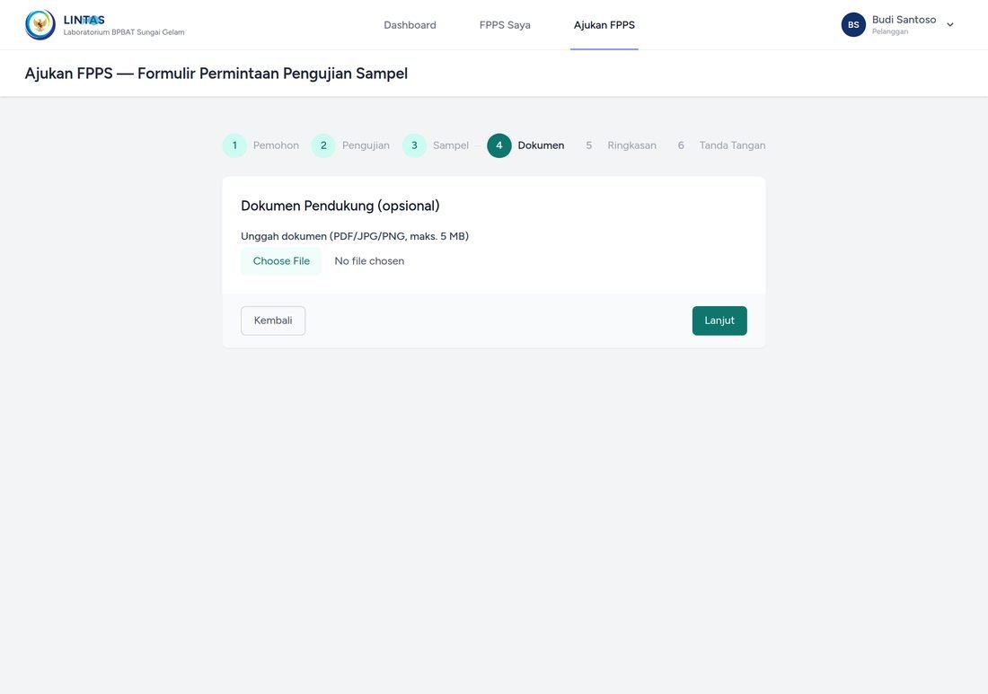 Langkah 4: mengunggah dokumen pendukung (opsional)